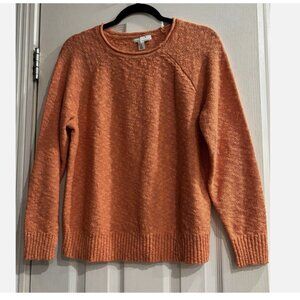 LL Bean Midweight Cotton Slub Rollneck Pullover Orange 100% COTTON Medium NWT